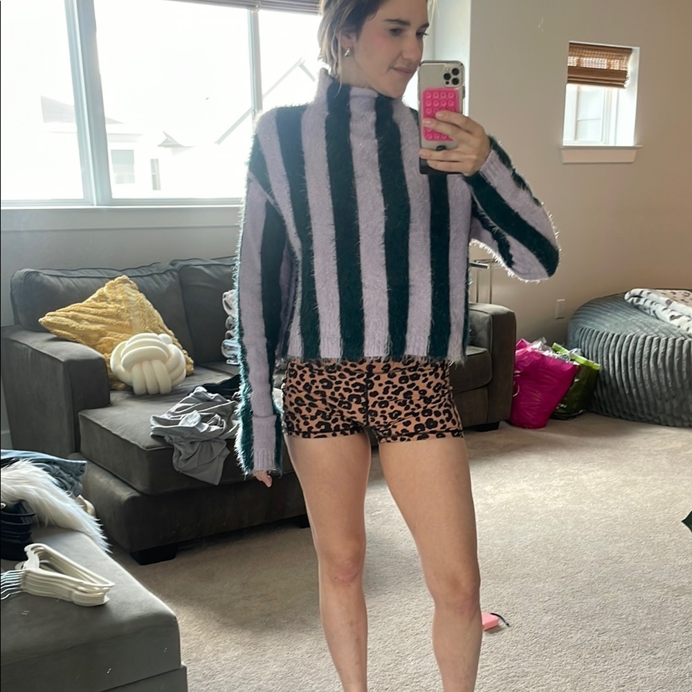 Blank NYC Striped Sweater - Green and Purple